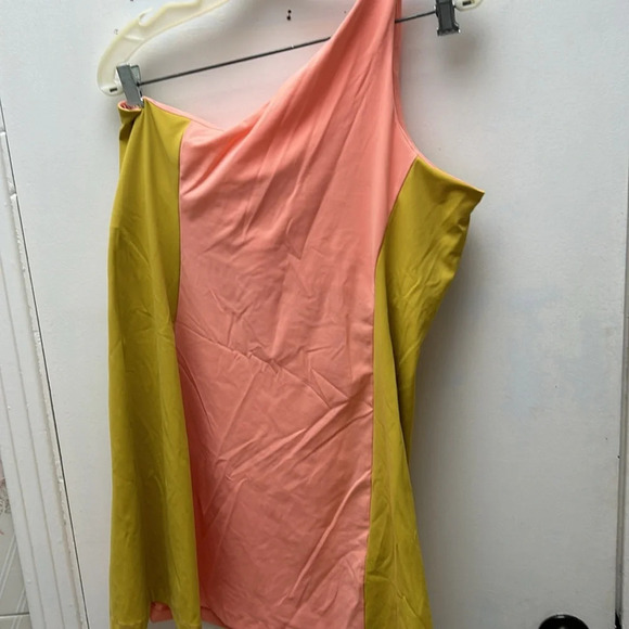 Outdoor Voices One Shoulder Athletic Dress pink yellow size XL mini dress - Picture 7 of 11